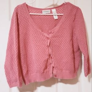 Villager by Liz Claiborne size XL rose pink crop cardigan